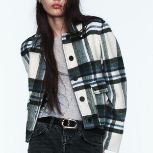 Zara Blue and Green Plaid Jacket